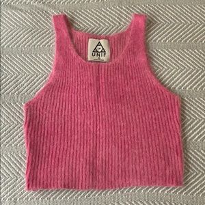 Unif Fuzzy Pink Crop Top